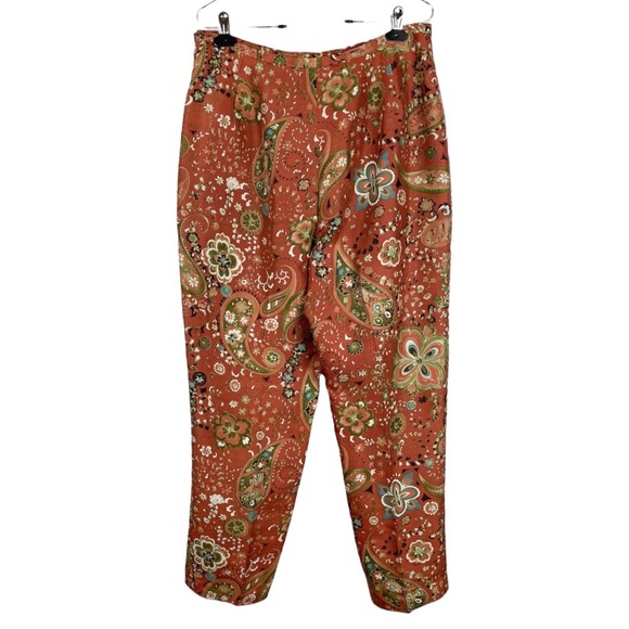 Vintage Yves Colette Depeche Mode 100% Silk Floral Print Mod Pants Size 12 - Picture 5 of 8